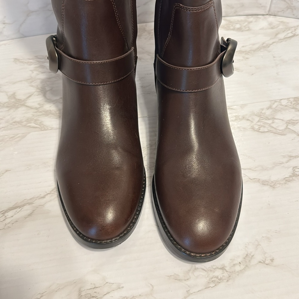 Coach ladies dark chocolate brown tall Brynn Riding leather Boots size 10 B - Picture 5 of 13